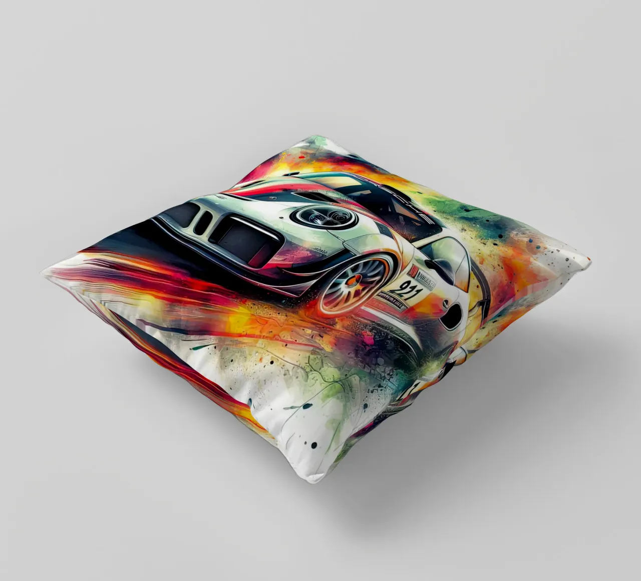 Porsche in acquerello cuscino da 🎁 ARTVI-SHOP