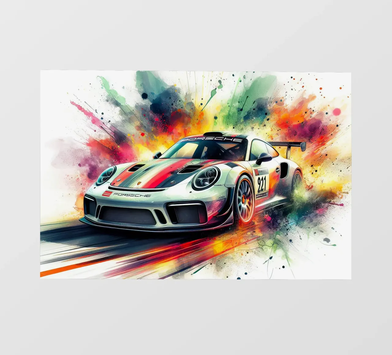 Porsche in watercolour photo wallpaper by 🎁 ARTVI-SHOP