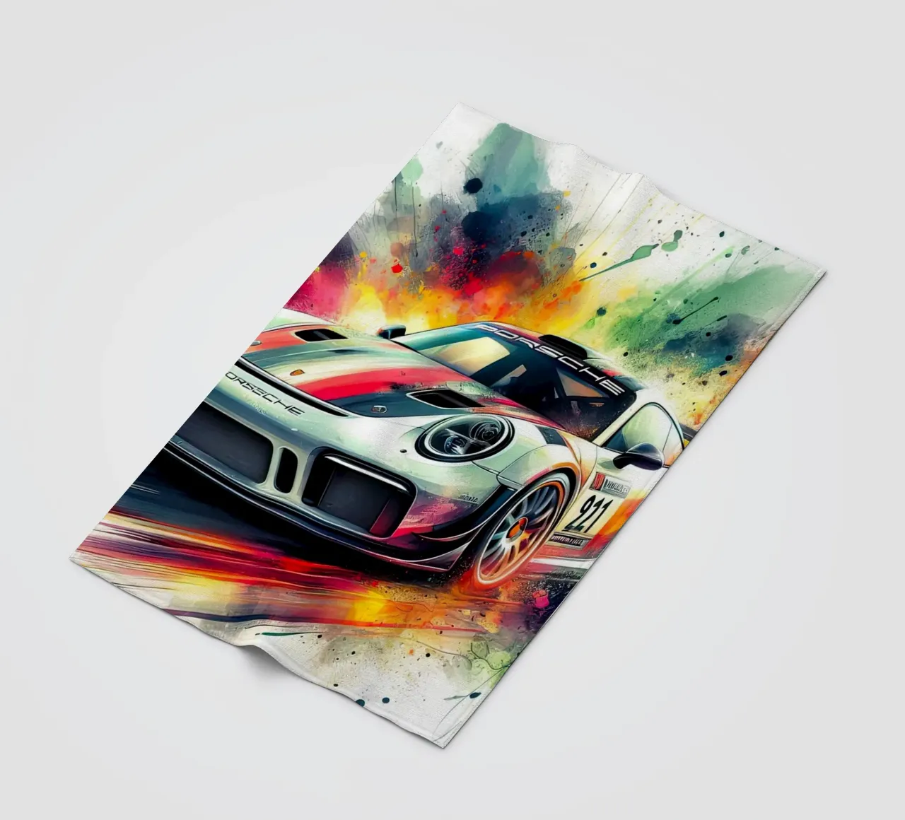 Porsche in watercolour fleece blanket by 🎁 ARTVI-SHOP