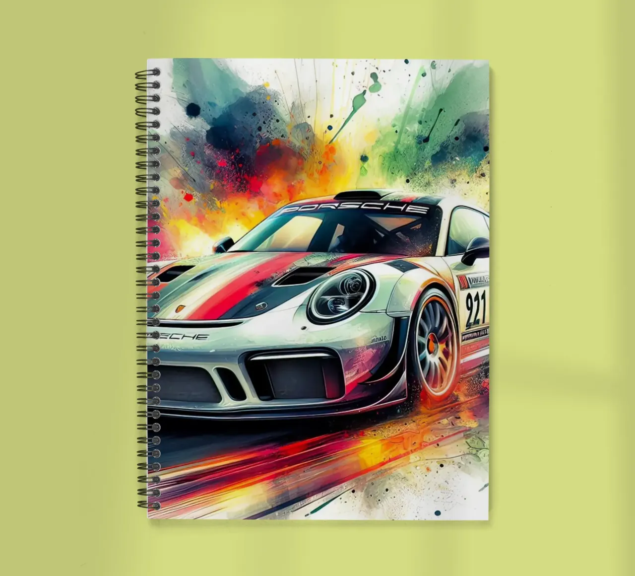 Porsche in watercolour spiral notebook by 🎁 ARTVI-SHOP