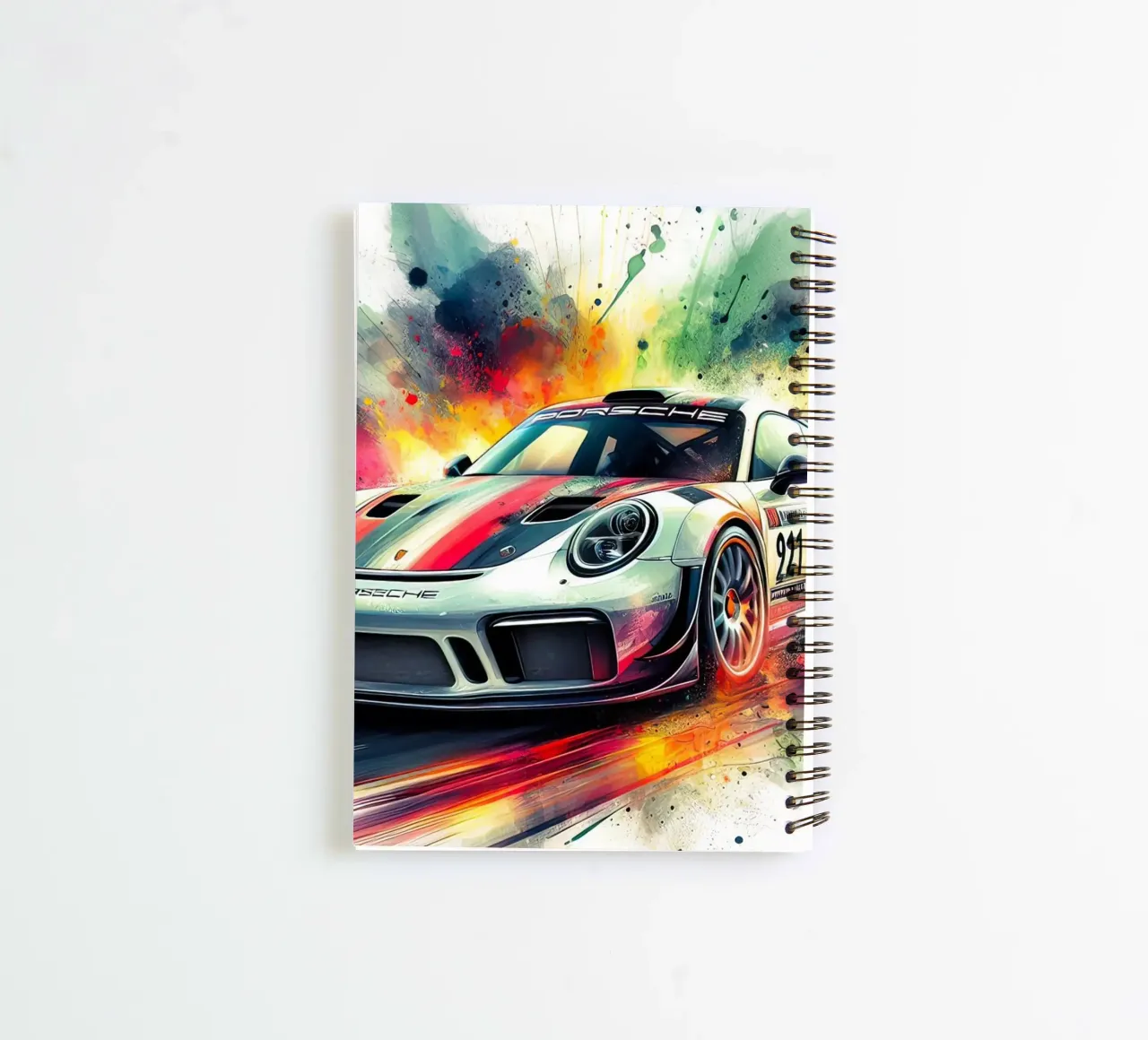 Porsche in watercolour spiral notebook by 🎁 ARTVI-SHOP