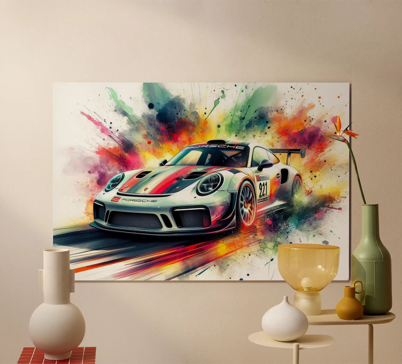 Porsche à l'aquarelle poster de ARTVI-SHOP