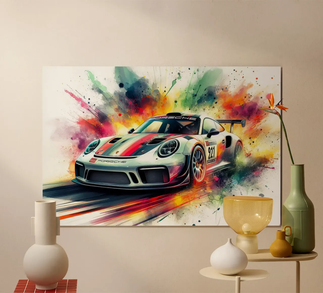 Porsche in watercolour poster by 🎁 ARTVI-SHOP