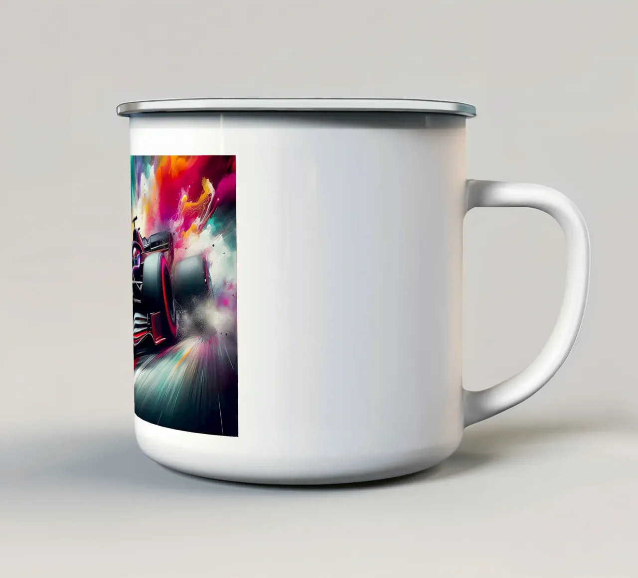 Formula 1 in watercolor enamel mug by ARTVI-SHOP