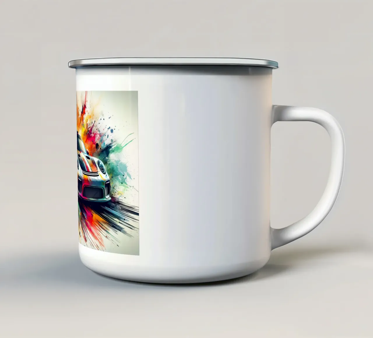 Porsche in acquerello tazza in smalto da ARTVI-SHOP