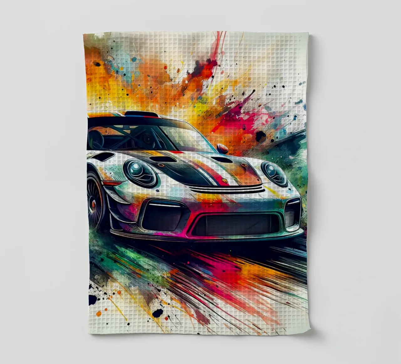 Porsche in acquerello canovaccio da cucina da 🎁 ARTVI-SHOP