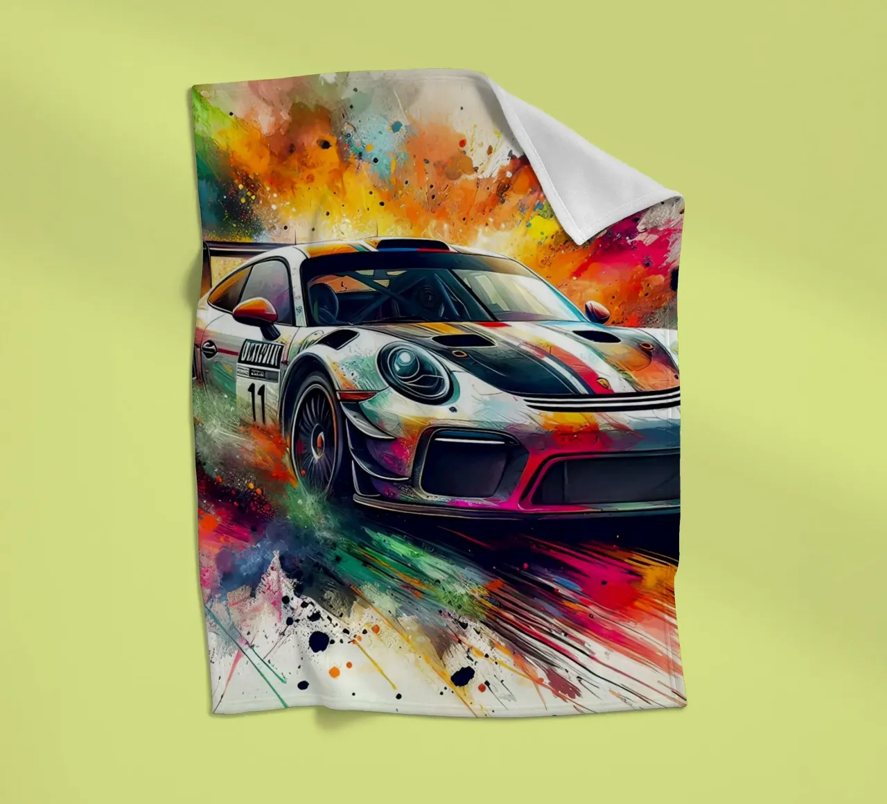 Porsche in watercolour fleece blanket by 🎁 ARTVI-SHOP