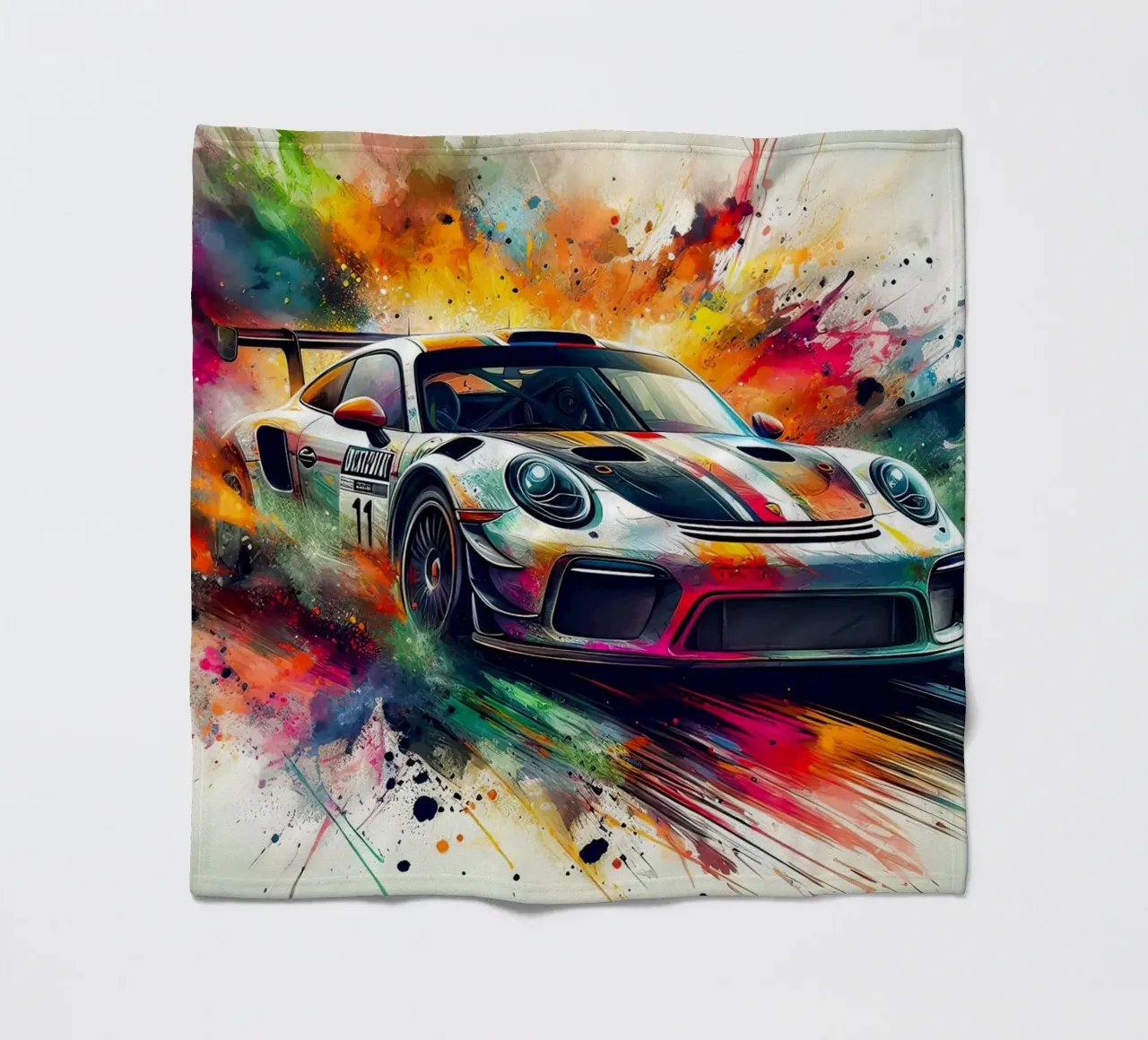 Porsche in watercolour fleece blanket by 🎁 ARTVI-SHOP