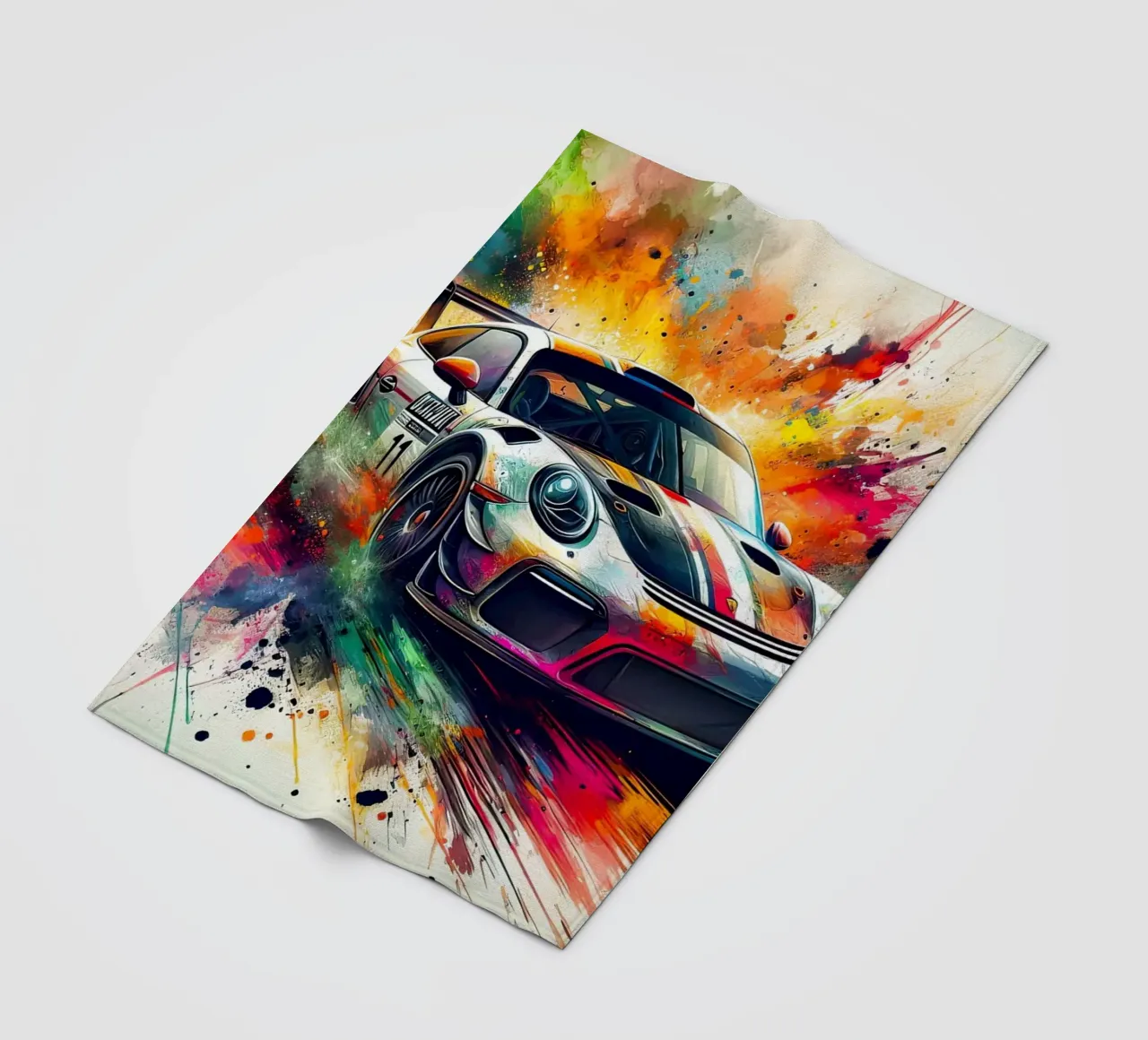 Porsche in watercolour fleece blanket by 🎁 ARTVI-SHOP