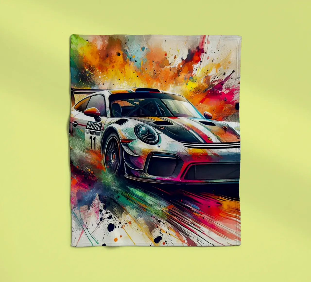 Porsche in watercolour fleece blanket by 🎁 ARTVI-SHOP