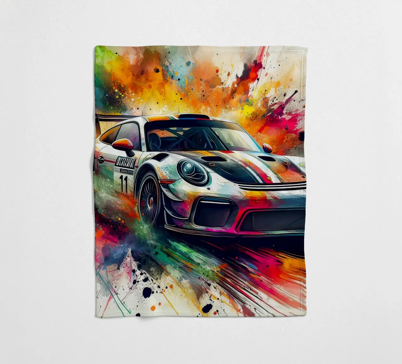 Porsche in watercolour fleece blanket by 🎁 ARTVI-SHOP
