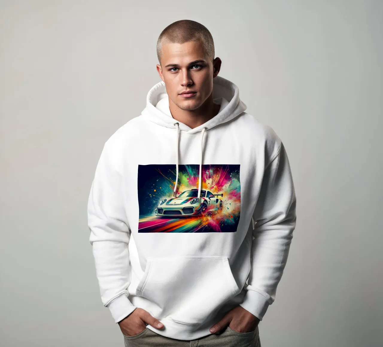 Porsche in acquerello felpa con cappuccio da 🎁 ARTVI-SHOP