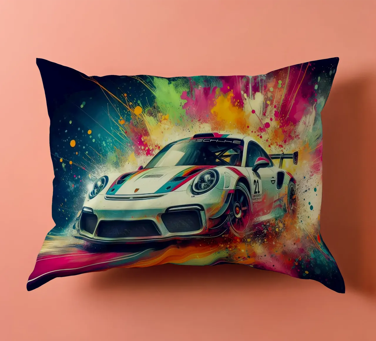 Porsche in acquerello cuscino da 🎁 ARTVI-SHOP