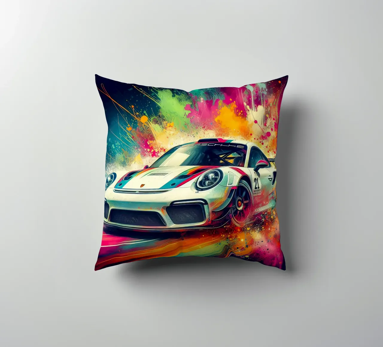 Porsche in acquerello cuscino da 🎁 ARTVI-SHOP