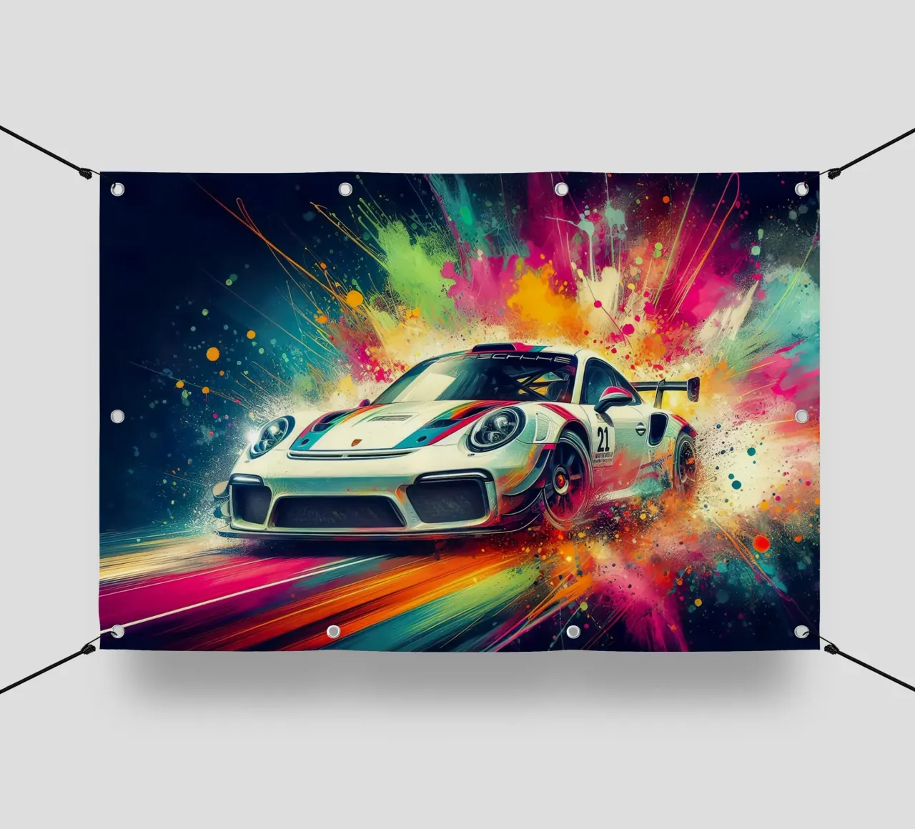 Porsche in acquerello telo in pvc da 🎁 ARTVI-SHOP