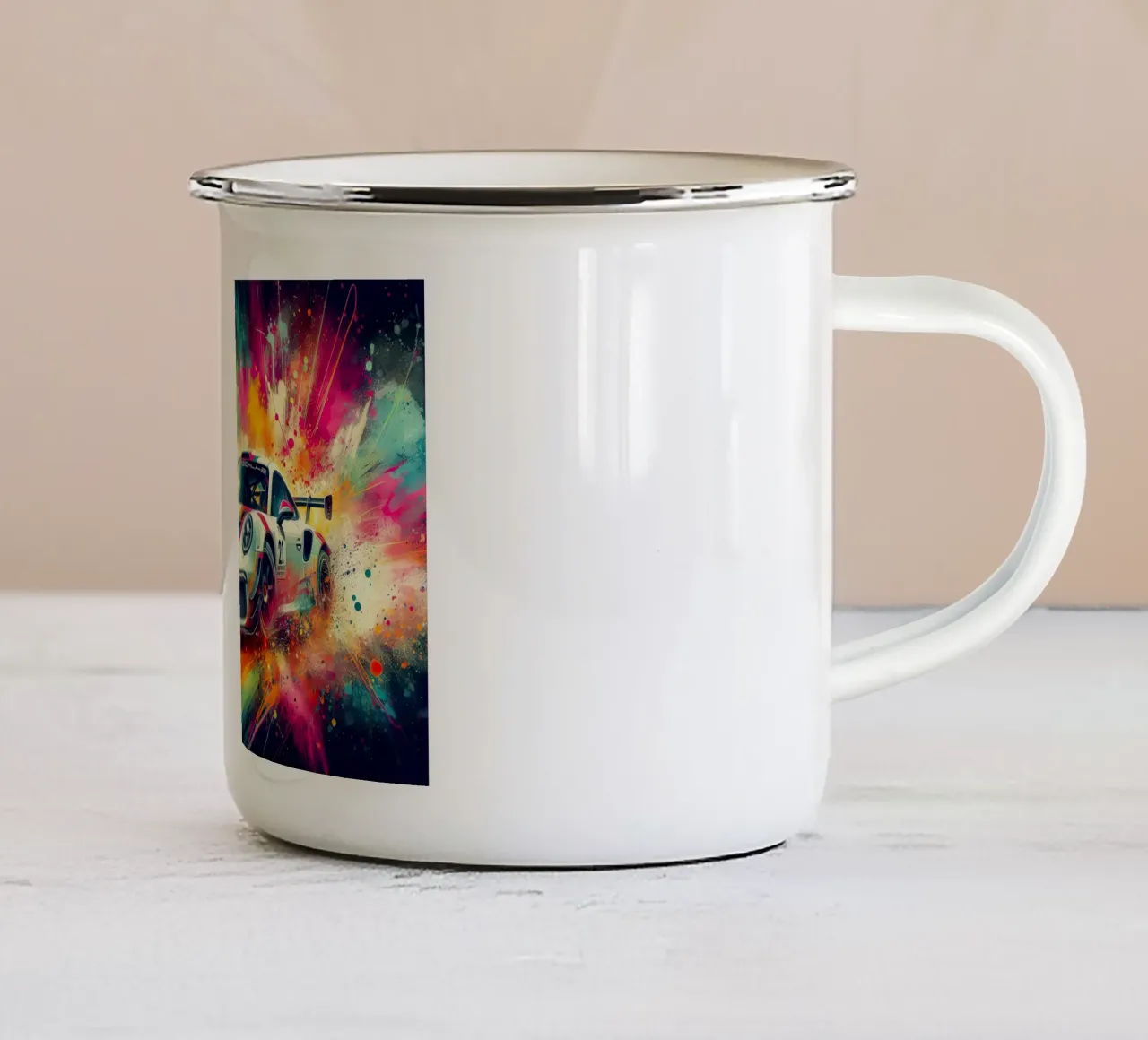 Porsche in acquerello tazza in smalto da ARTVI-SHOP