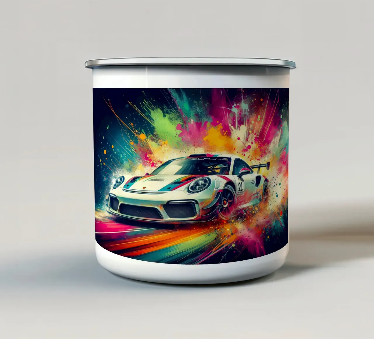 Porsche in acquerello tazza in smalto da ARTVI-SHOP