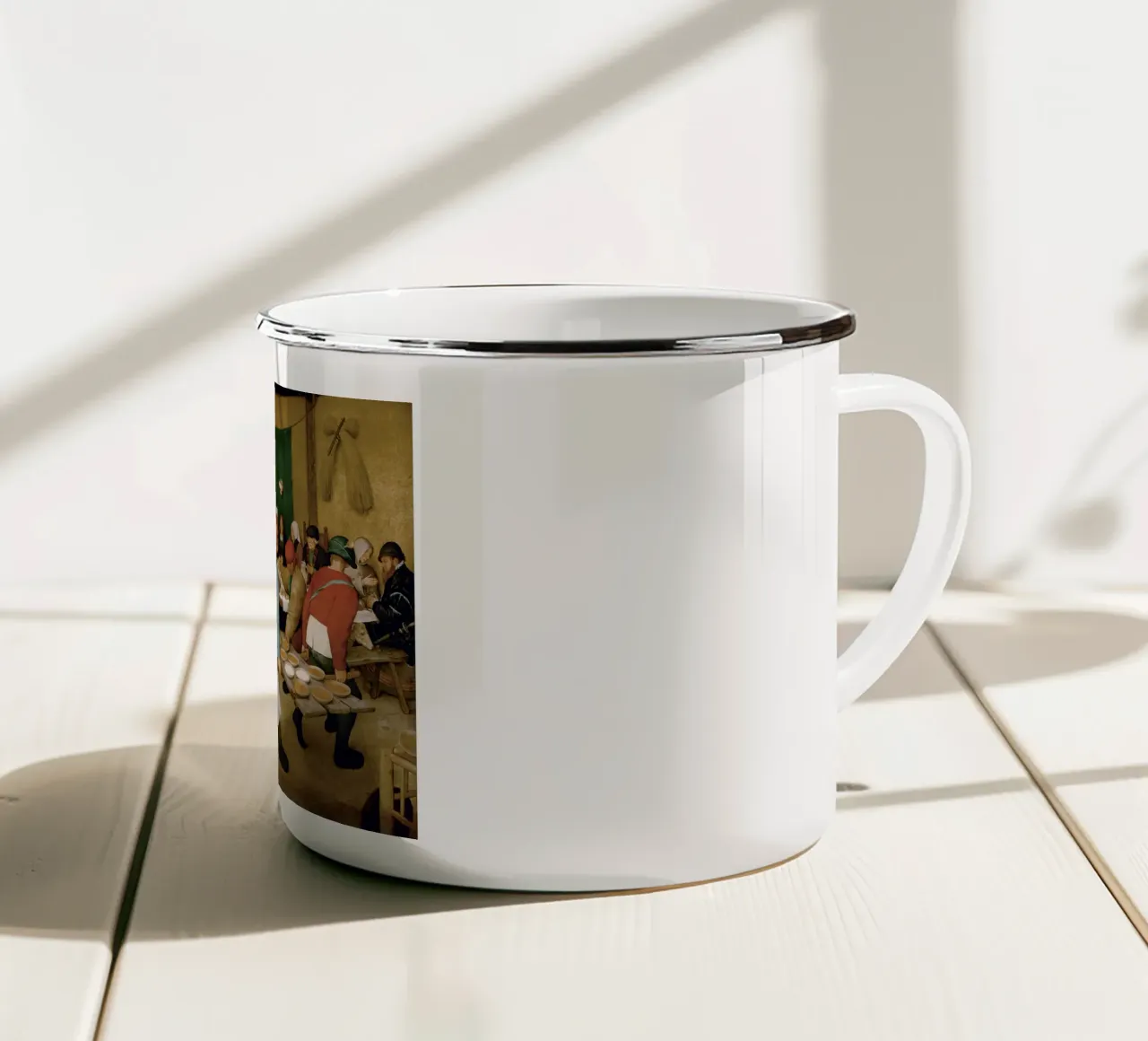 Pieter Bruegel il Vecchio - Il matrimonio del contadino tazza in smalto da Timeless Artworks