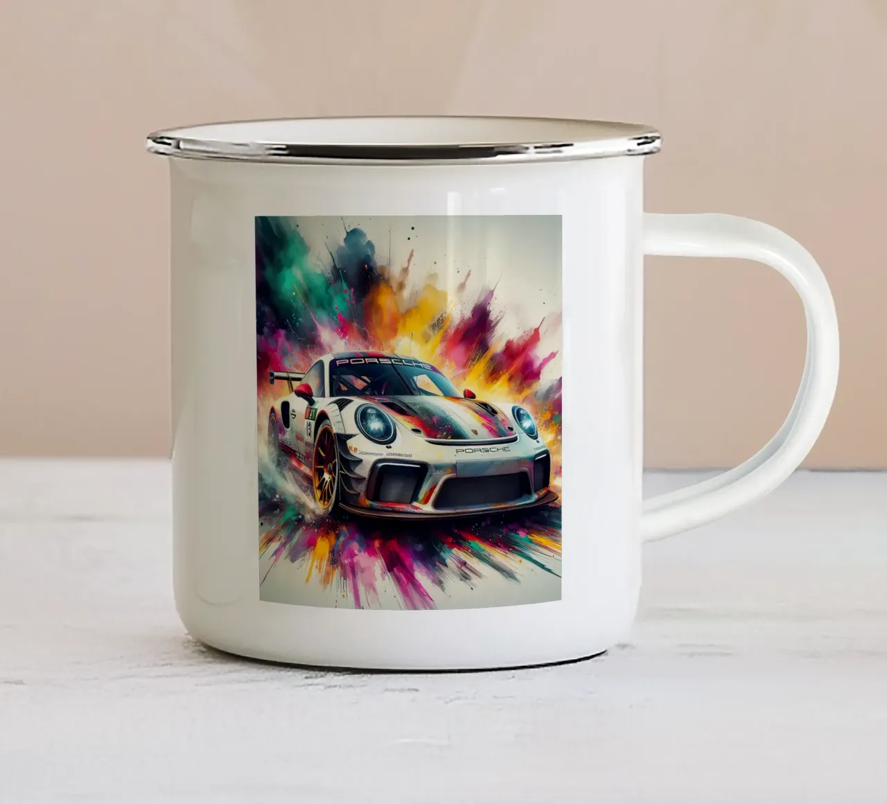 Porsche in acquerello tazza in smalto da ARTVI-SHOP