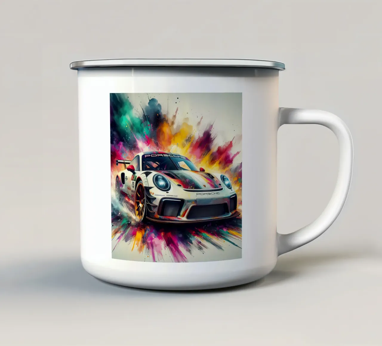 Porsche in acquerello tazza in smalto da ARTVI-SHOP
