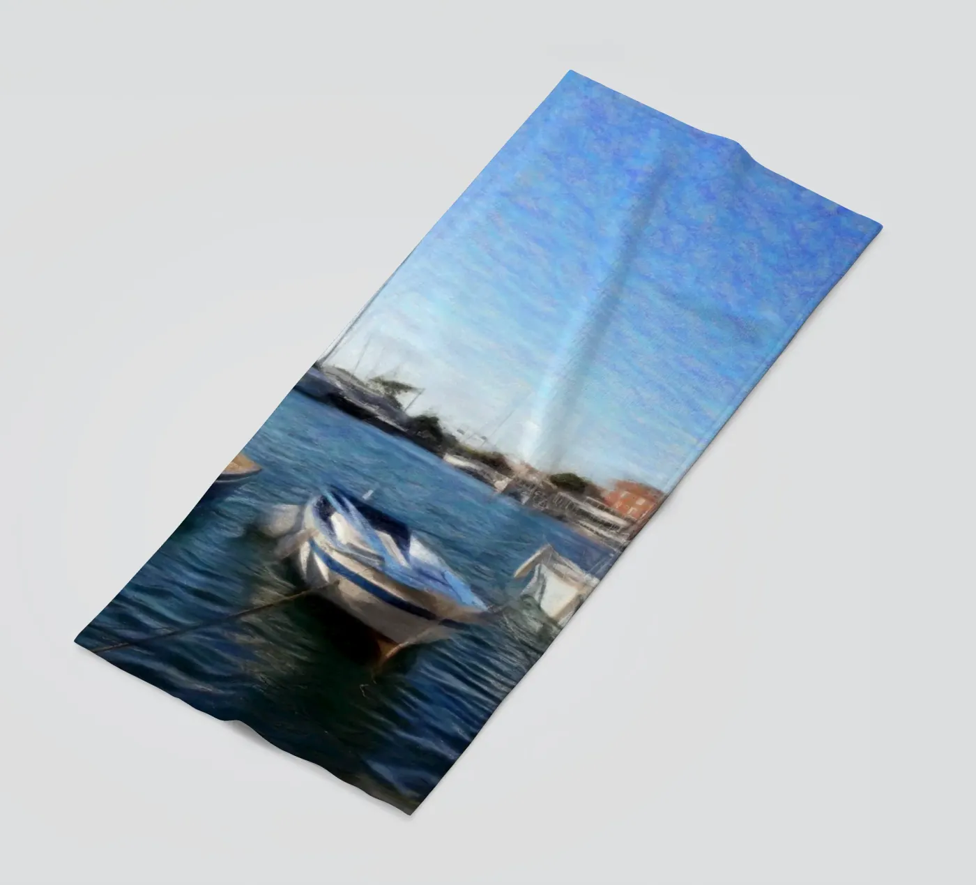 Boats beach towel by Massimo Frascogna