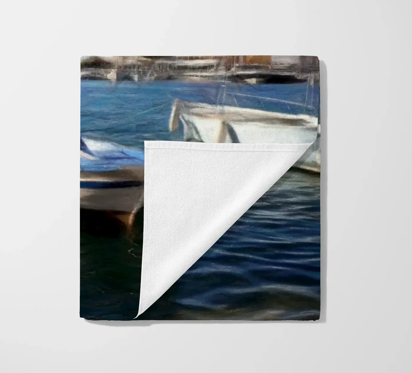 Boats beach towel by Massimo Frascogna