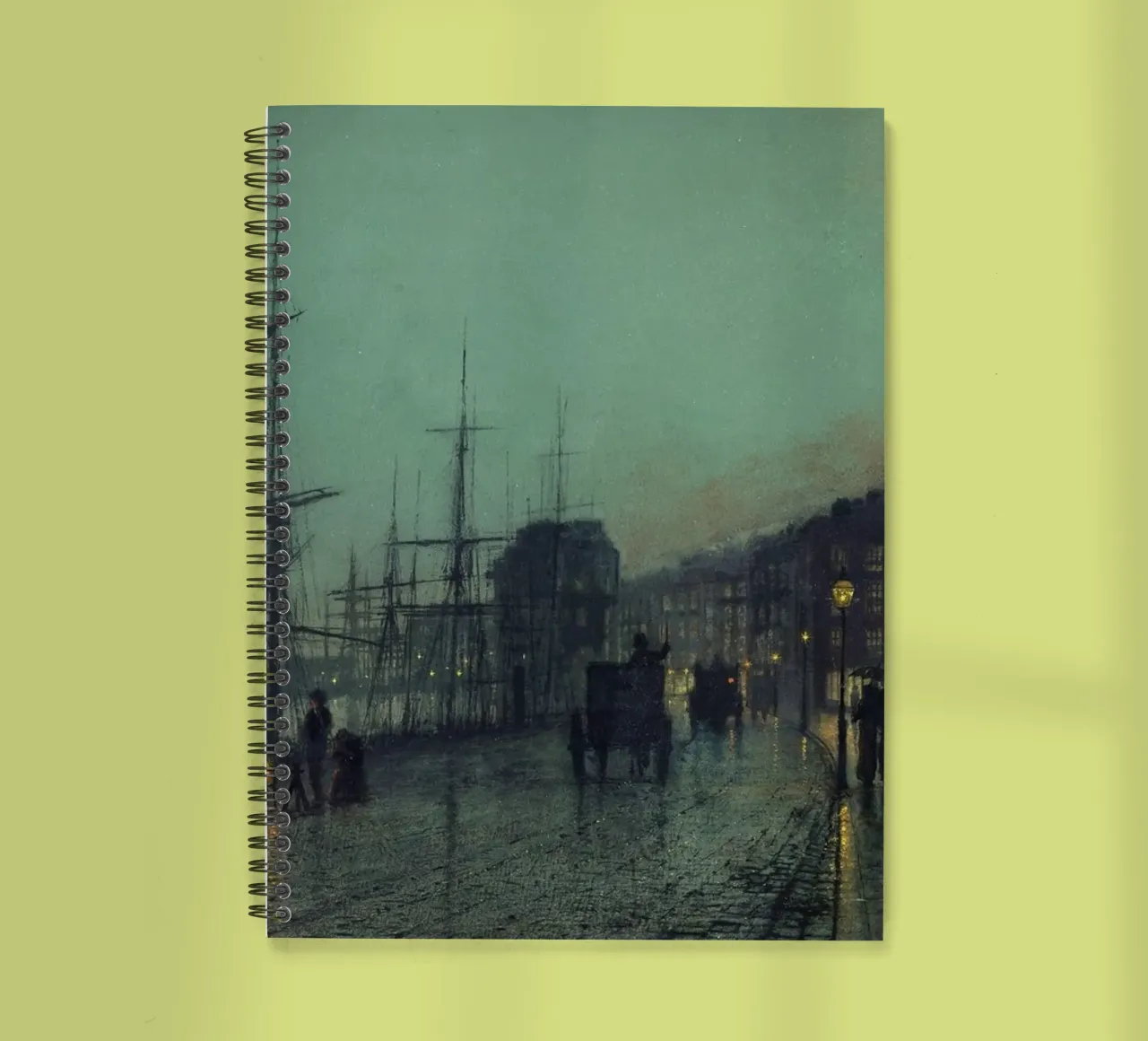 John Atkinson Grimshaw - Shipping on the Clyde spiral notebook by Timeless Artworks