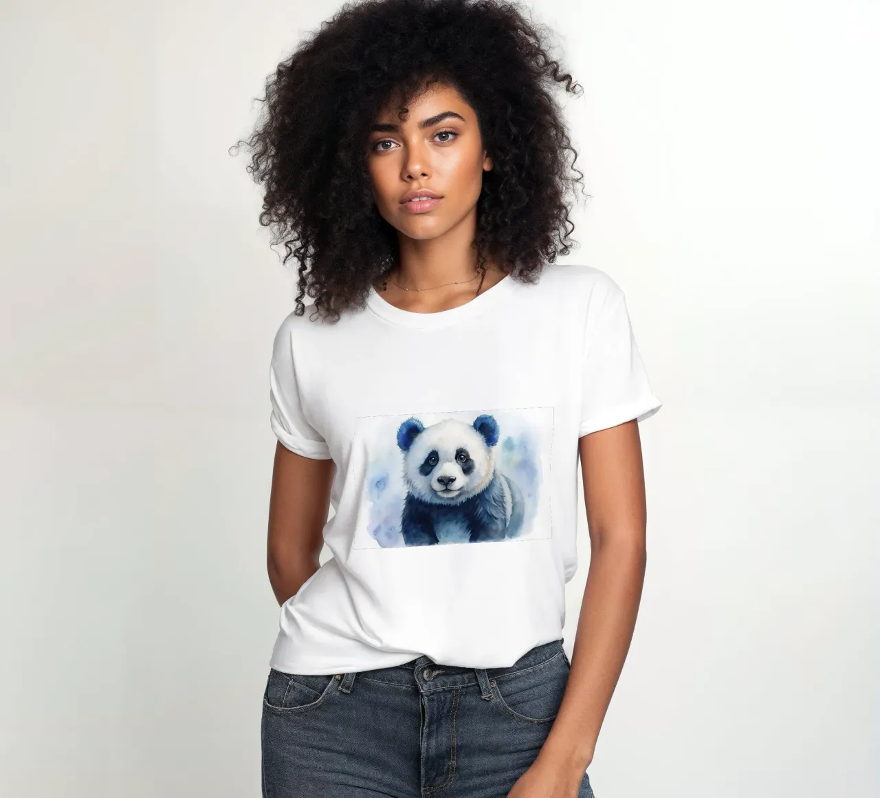Orso panda acquerellato t-shirt da donna da 🎁 ARTVI-SHOP