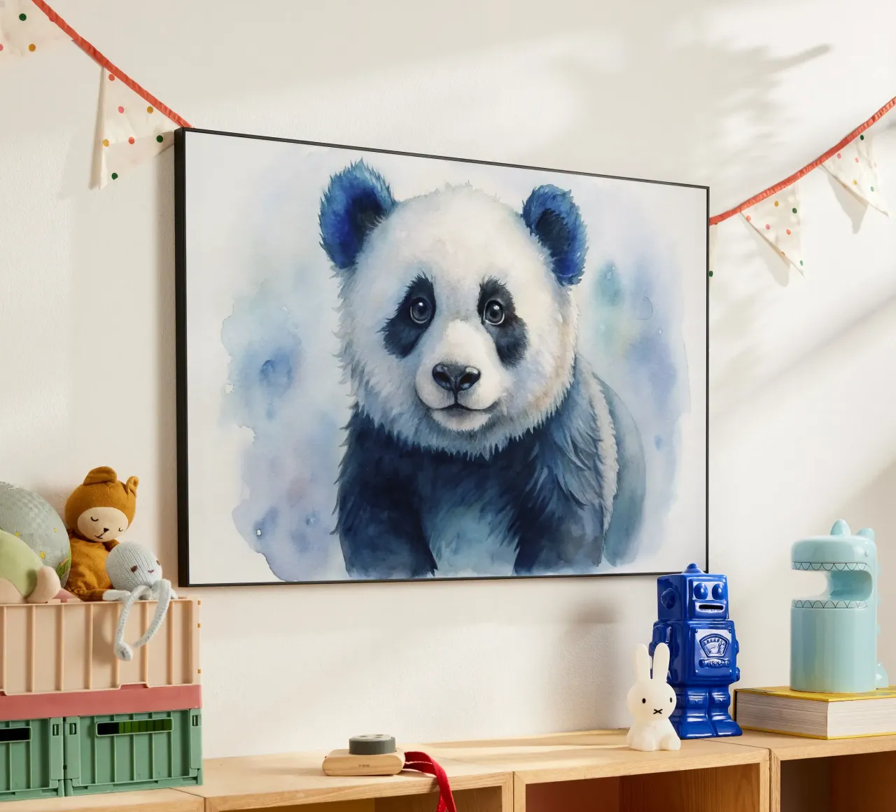 Orso panda acquerellato alluminio dibond da 🎁 ARTVI-SHOP