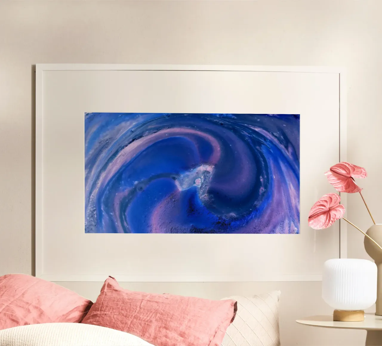 Spazio blu poster con telaio in legno da Massimo Frascogna