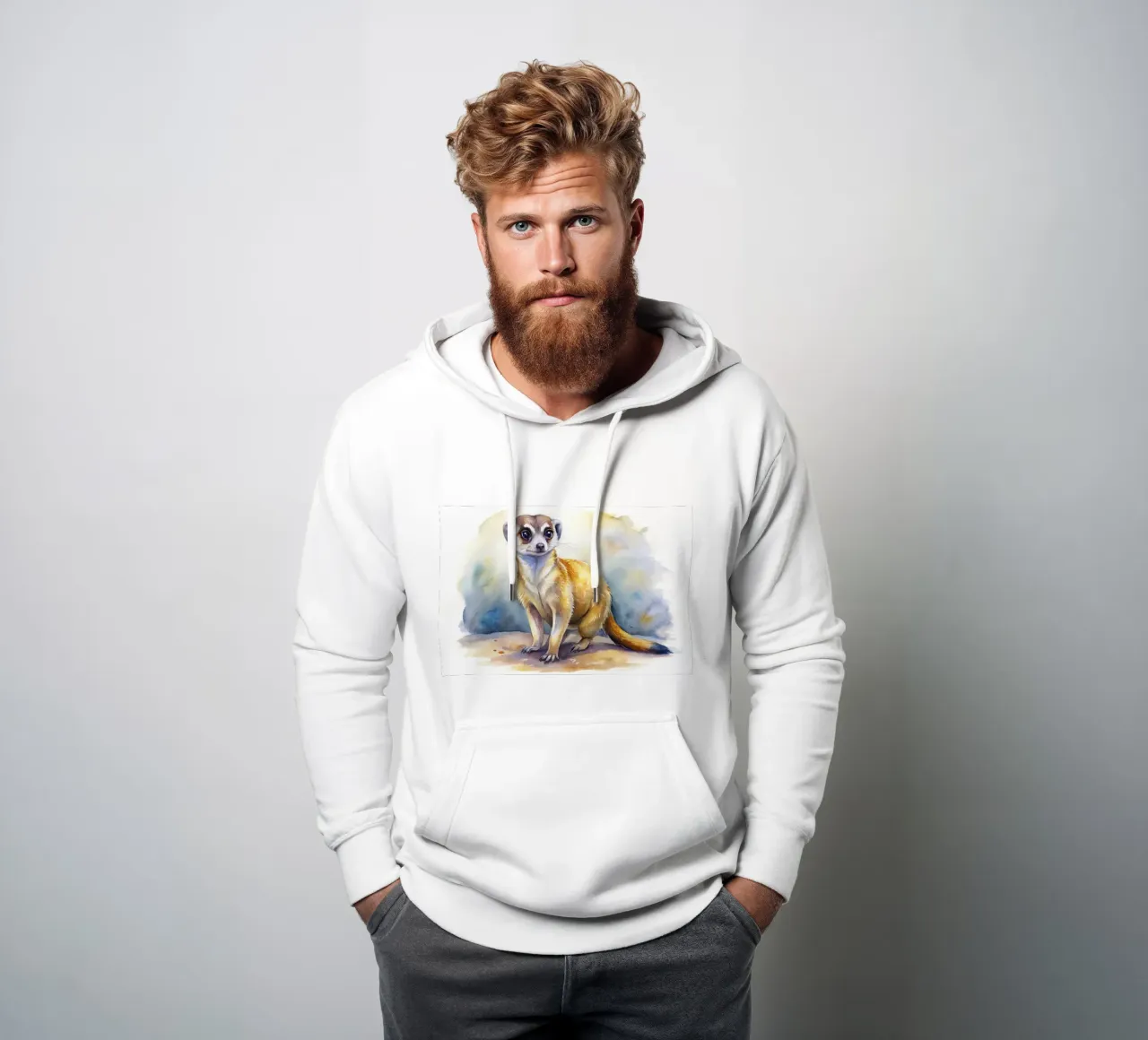 Meerkat in acquerello felpa con cappuccio da ARTVI-SHOP