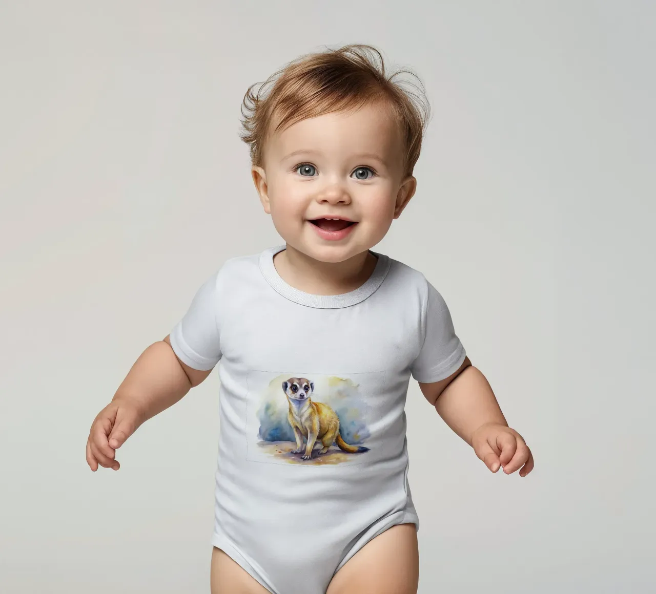 Meerkat in acquerello body neonato maniche corte da ARTVI-SHOP