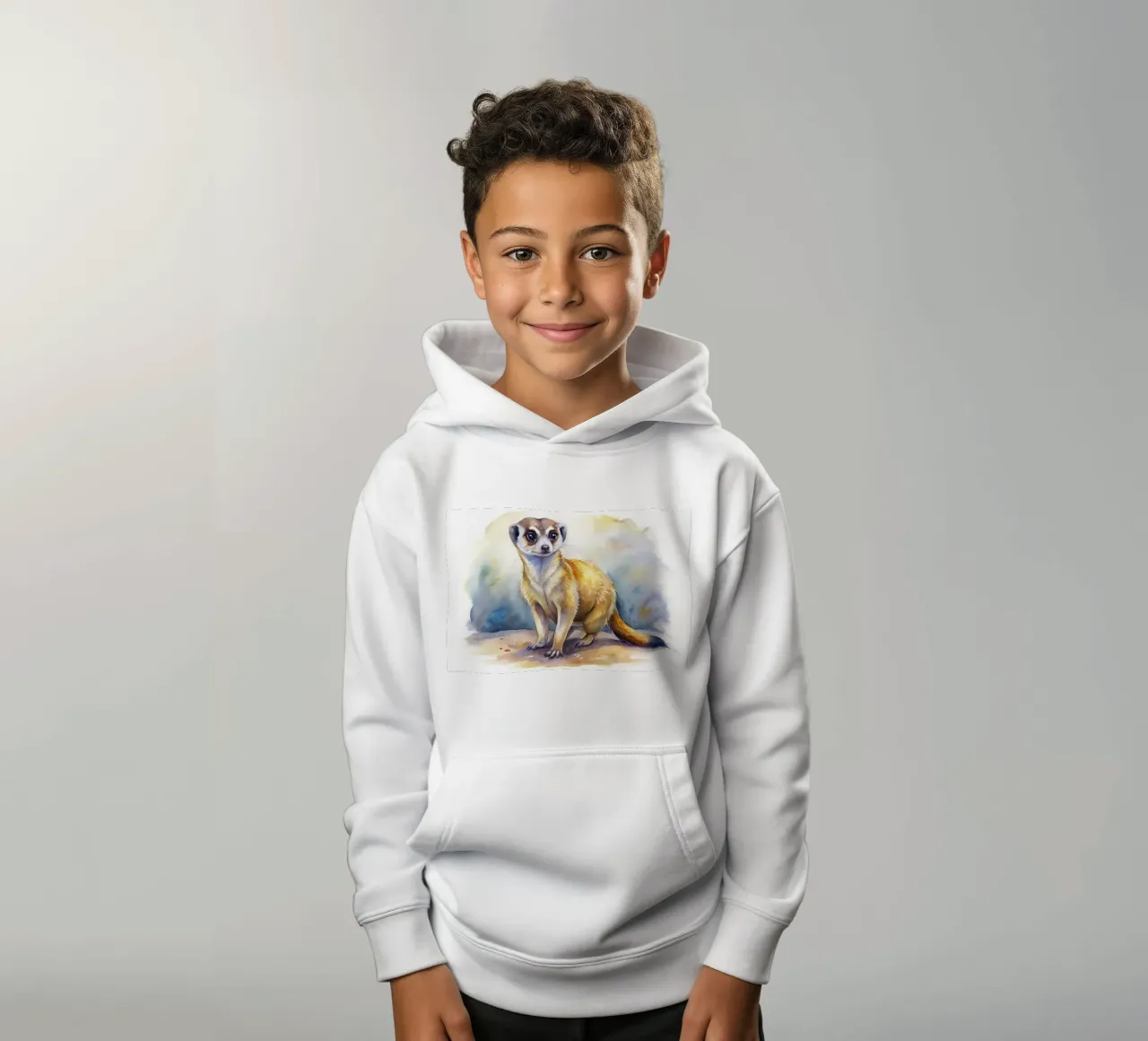 Meerkat in acquerello felpa bambino con cappuccio da 🎁 ARTVI-SHOP