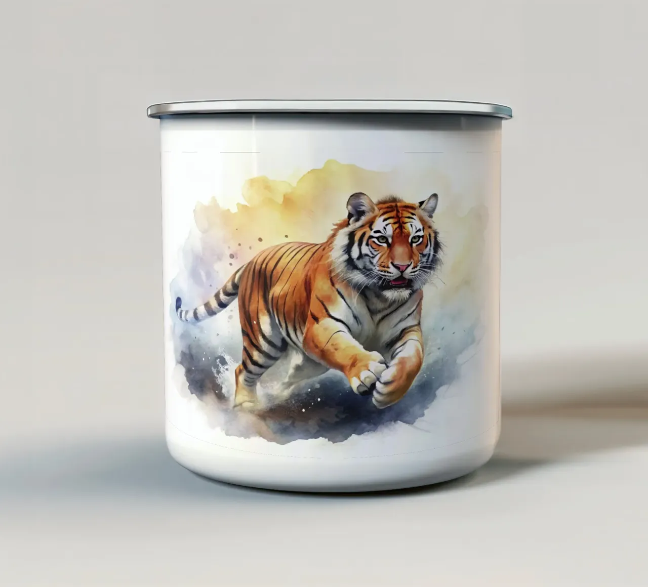 tigre in acquerello tazza in smalto da ARTVI-SHOP
