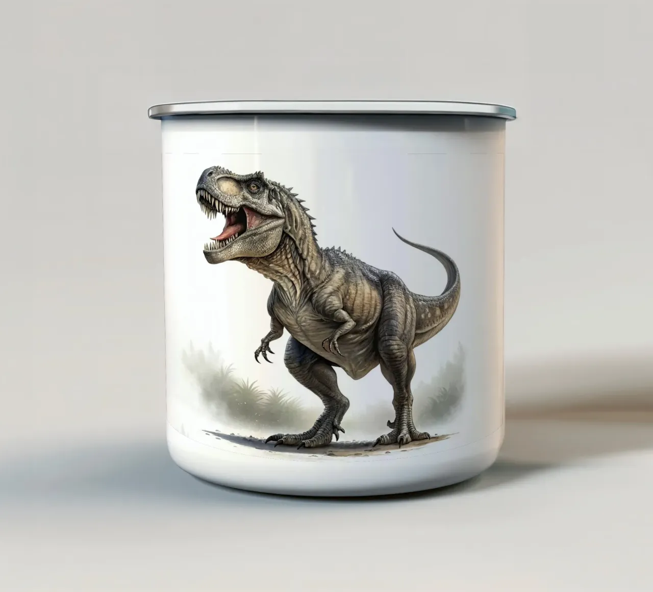 Dinosauro arrabbiato tazza in smalto da ARTVI-SHOP