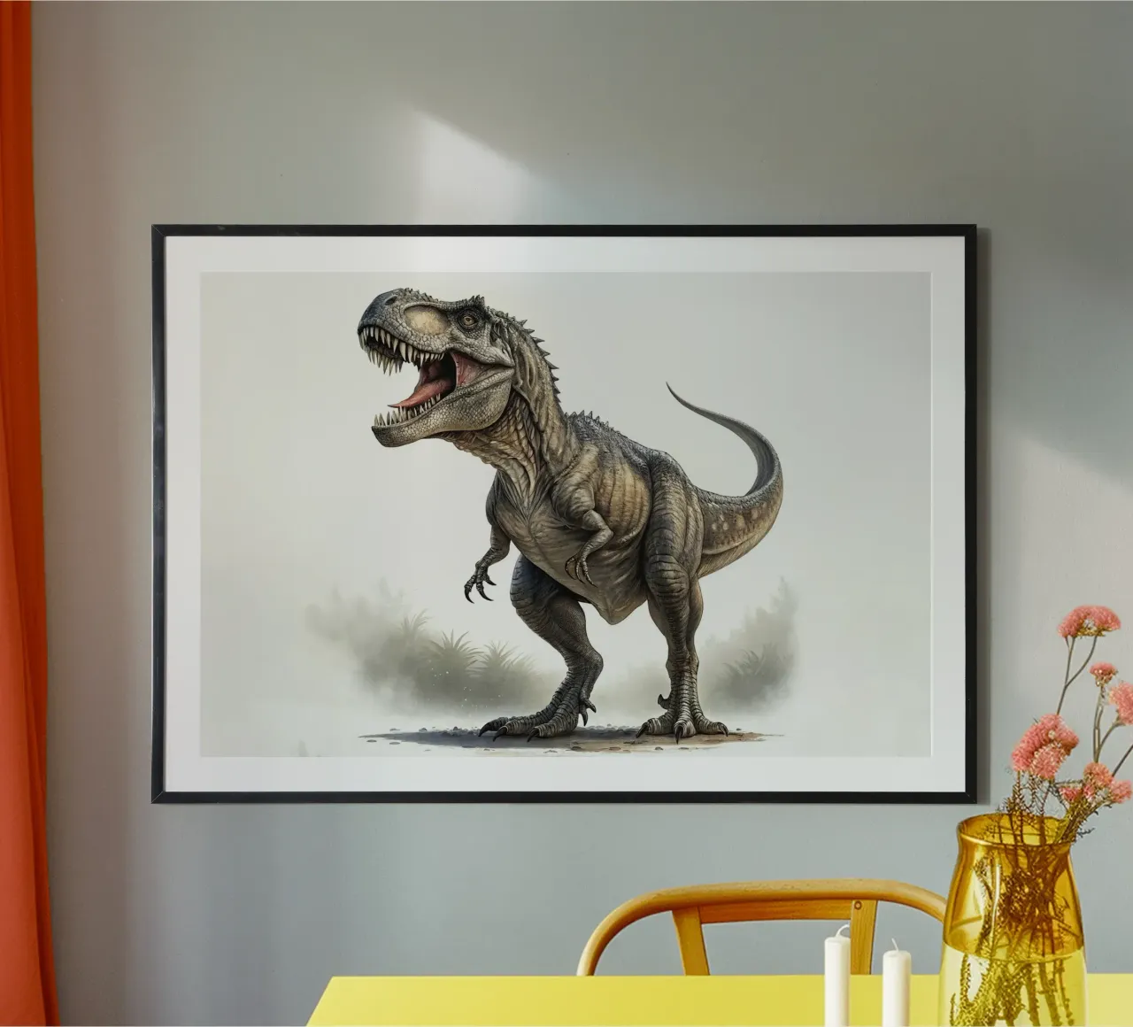 Dinosauro arrabbiato poster con telaio in plastica da 🎁 ARTVI-SHOP