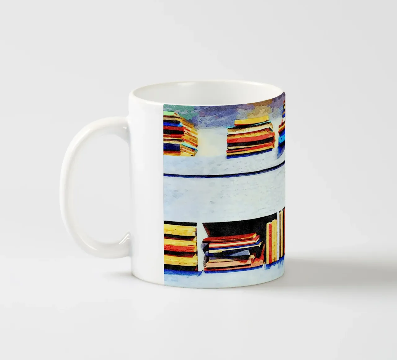 Libri in acquerello tazza in ceramica da Massimo Frascogna