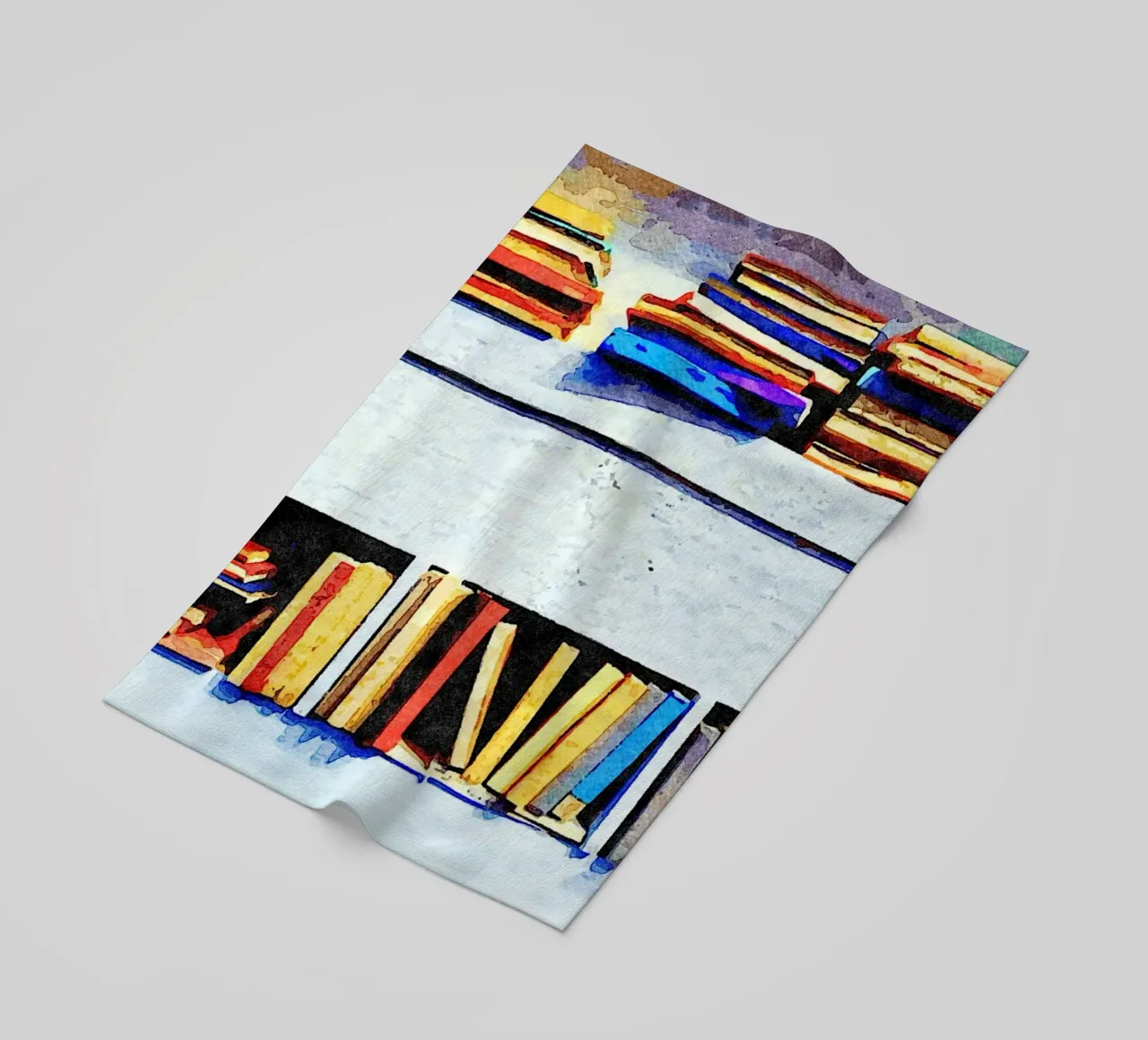 Libri in acquerello telo mare da Massimo Frascogna