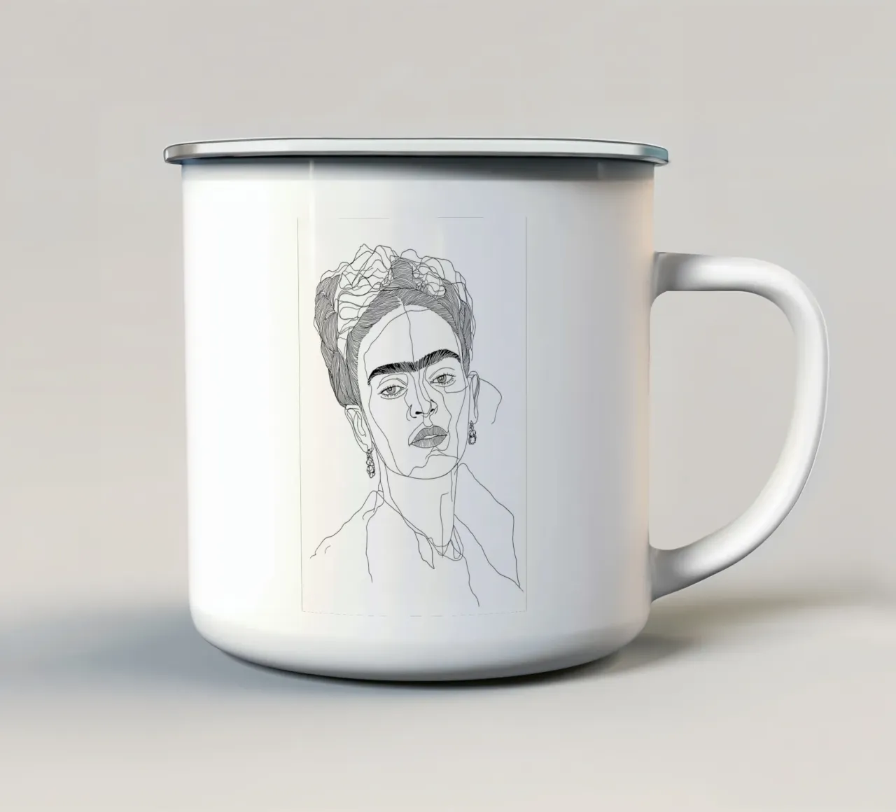 Frida line art tazza in smalto da Justyna Jaszke JBJart