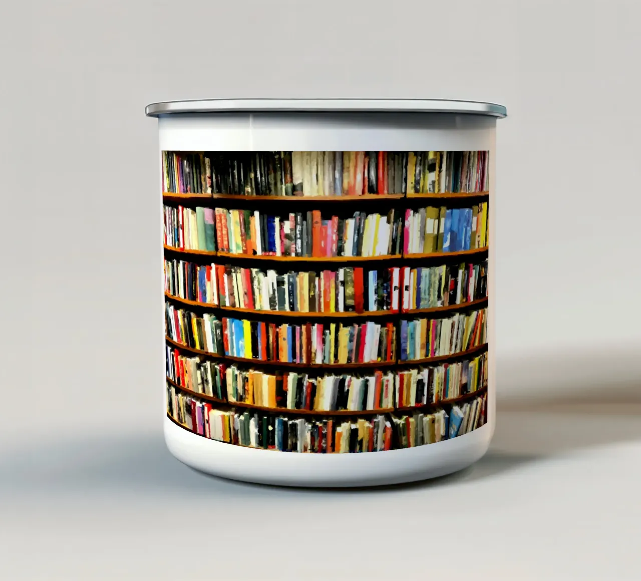 Libri in pittura tazza in smalto da Massimo Frascogna