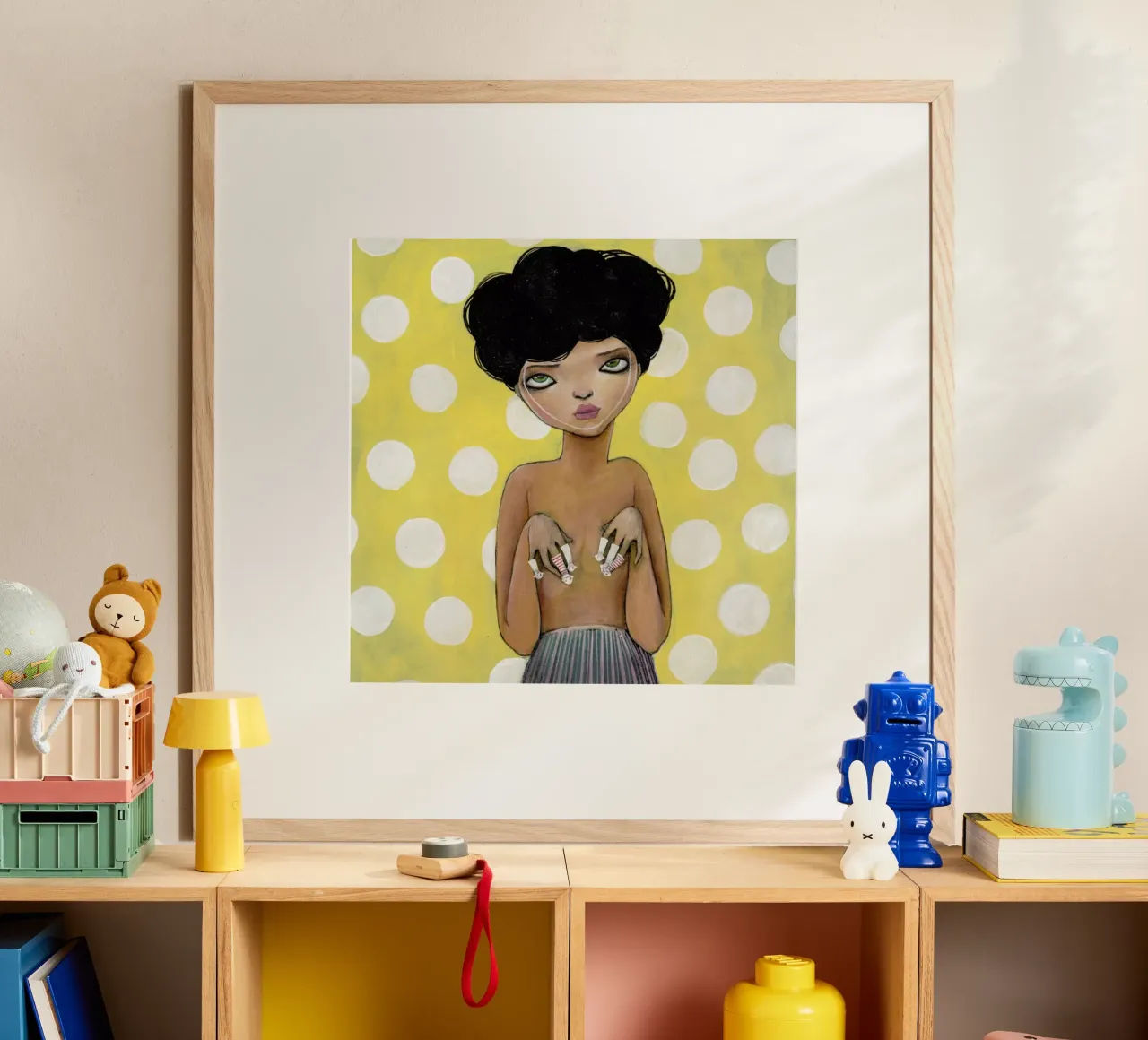 Dots poster con telaio in legno da Lesja Chernish
