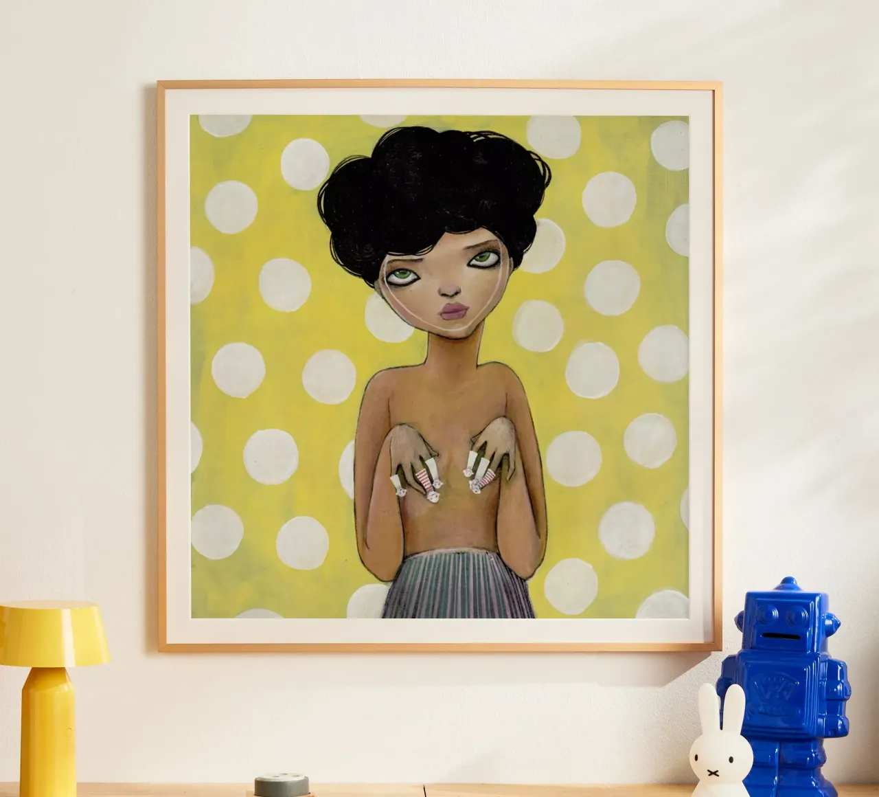 Dots poster con telaio in legno da Lesja Chernish