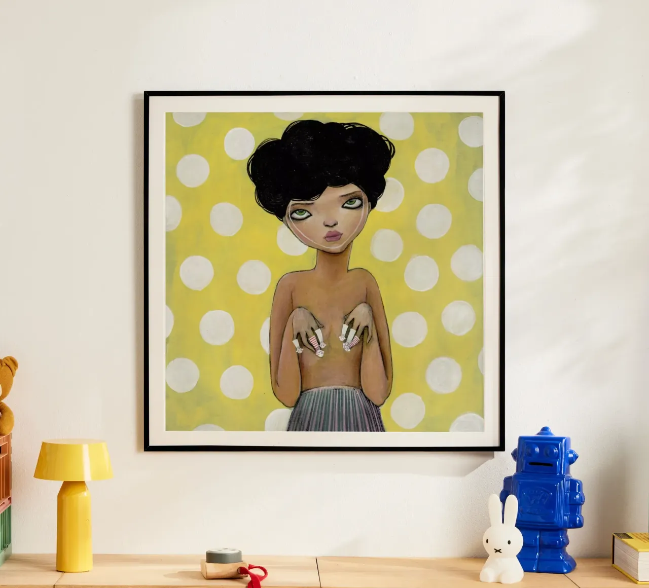 Dots poster con telaio in legno da Lesja Chernish