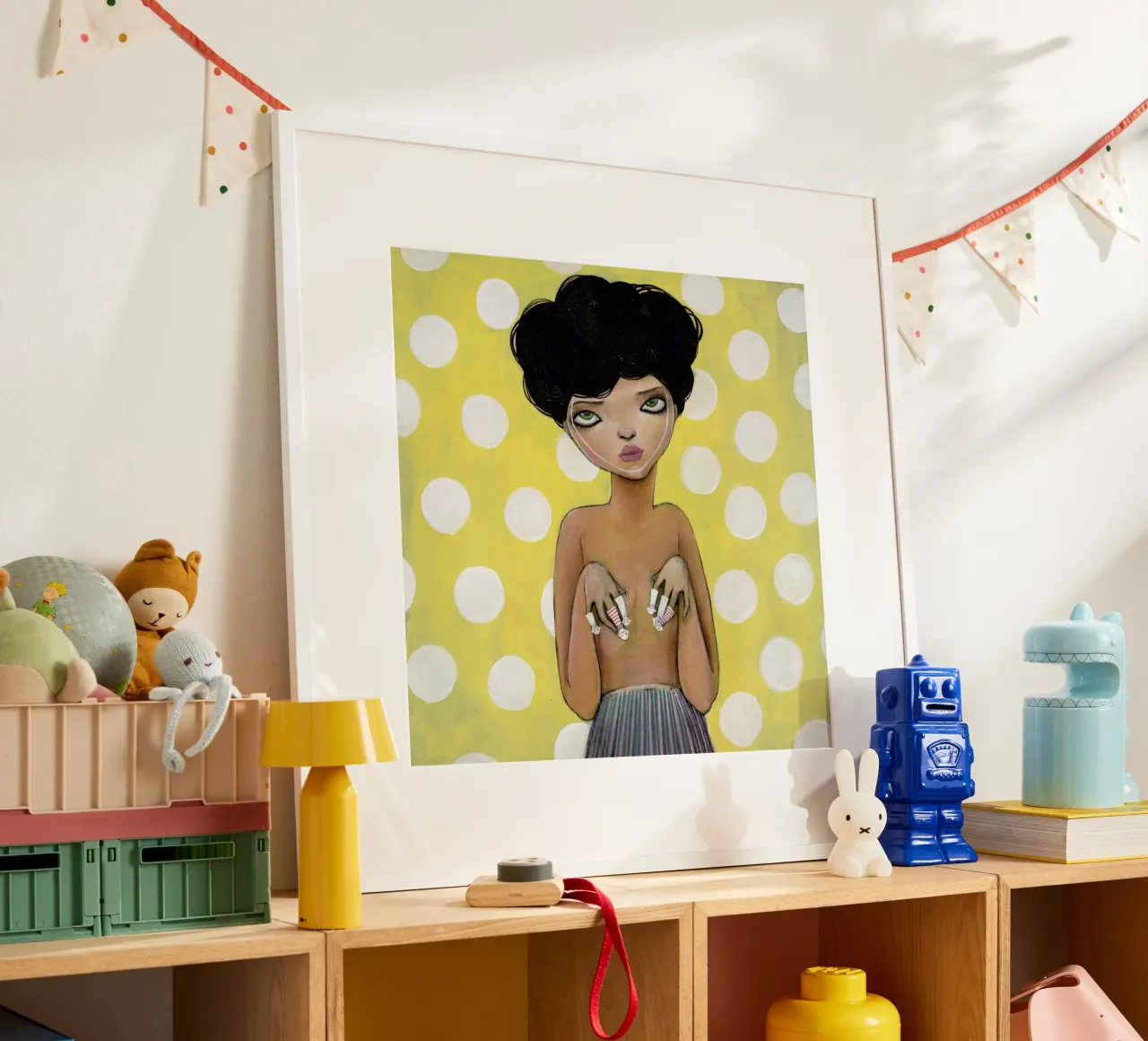 Dots poster con telaio in legno da Lesja Chernish