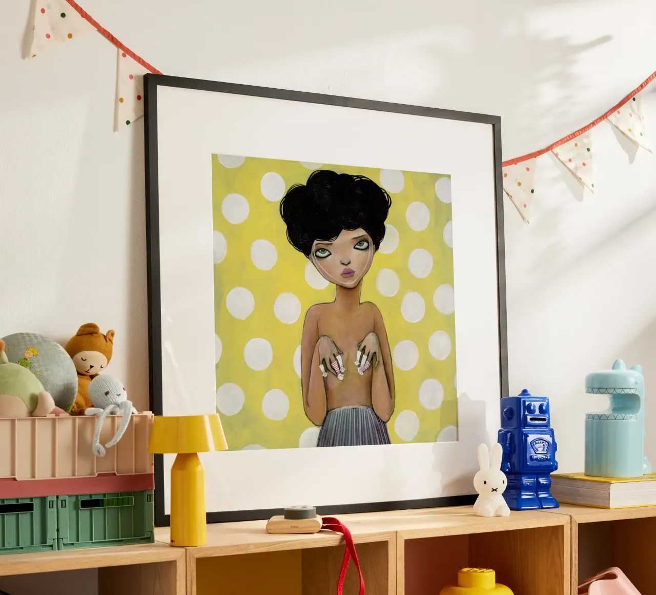 Dots poster con telaio in legno da Lesja Chernish