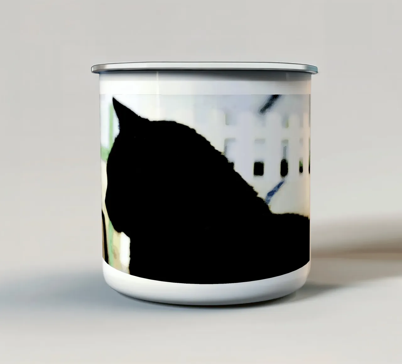 Gatto nero tazza in smalto da Massimo Frascogna