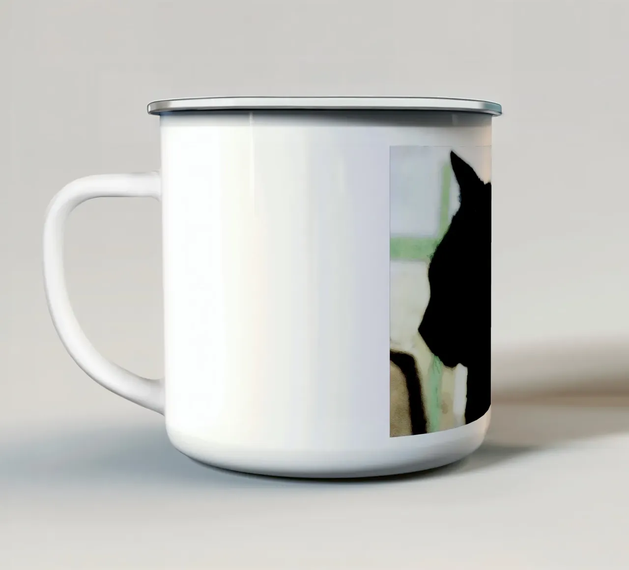 Gatto nero tazza in smalto da Massimo Frascogna