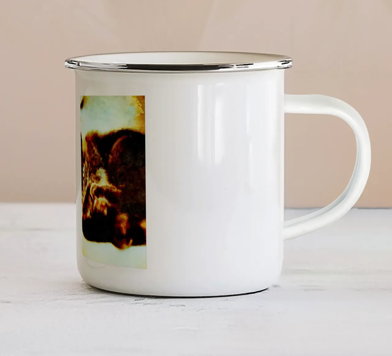 Allarme gatto tazza in smalto da Massimo Frascogna