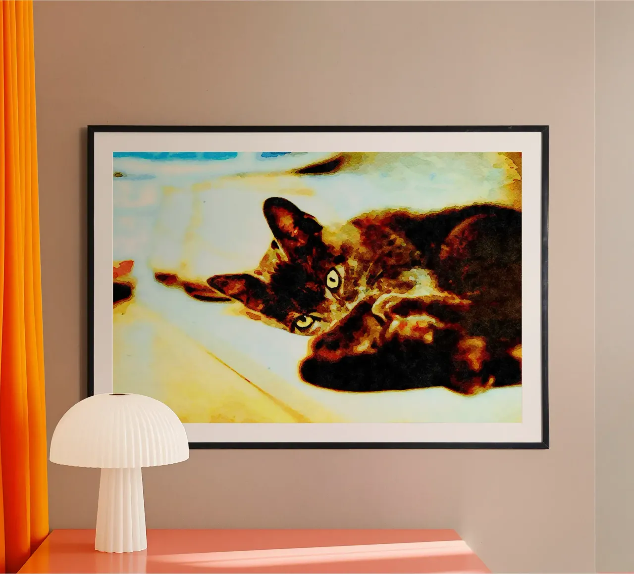 Allarme gatto poster con telaio in legno da Massimo Frascogna