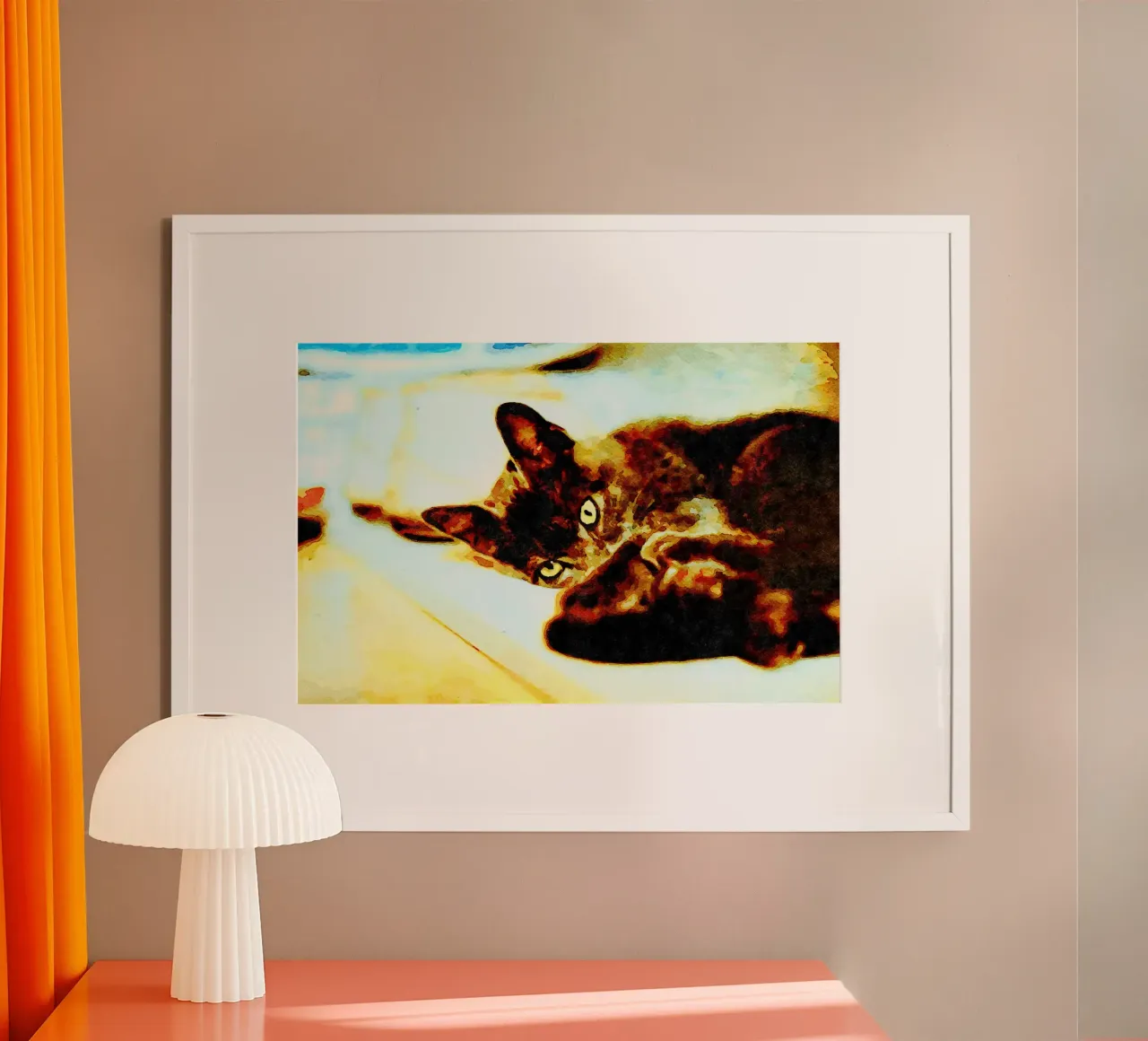 Allarme gatto poster con telaio in legno da Massimo Frascogna